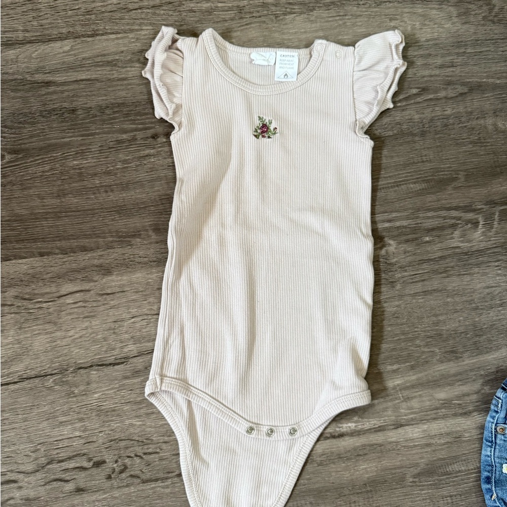 3t Jamie Kay Cream Ruffled Bodysuit